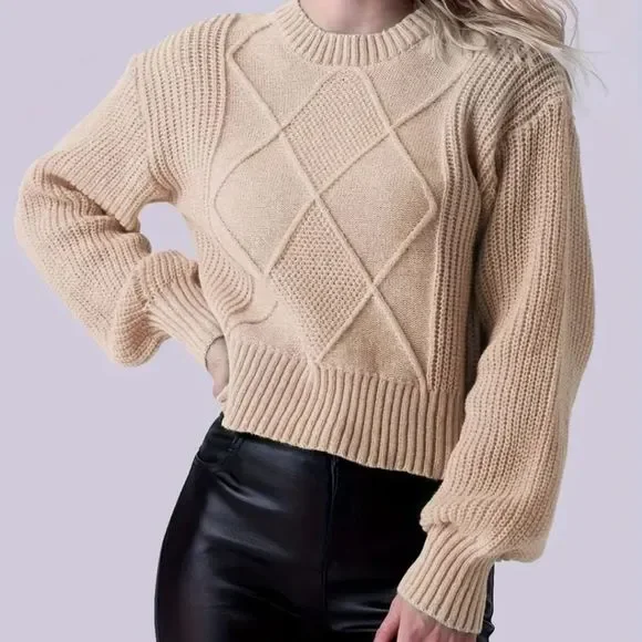 Crissâcross beige sweater sz S M L cute and comfortable Fall Tops Beige - Picture 1 of 5